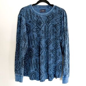 Lucky Brand Printed Indigo Crew Neck Thermal